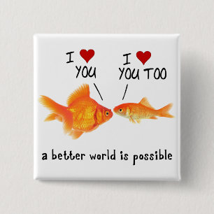 Goldfish in der Liebe Ich liebe dich Button