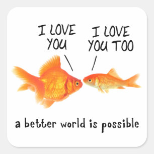 Goldfish in der Liebe Ich liebe dich Quadratischer Aufkleber
