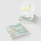 Goldfish in der Luft Steinuntersetzer (Seitenansicht)