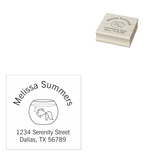 Goldfish in einer Fischwurfadresse Gummistempel (Stempel)