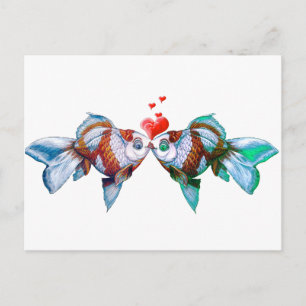 Goldfish Kiss Postkarte
