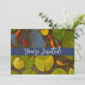 Goldfish Koi Pond Water Lilies Einladung (Stehend Vorderseite)