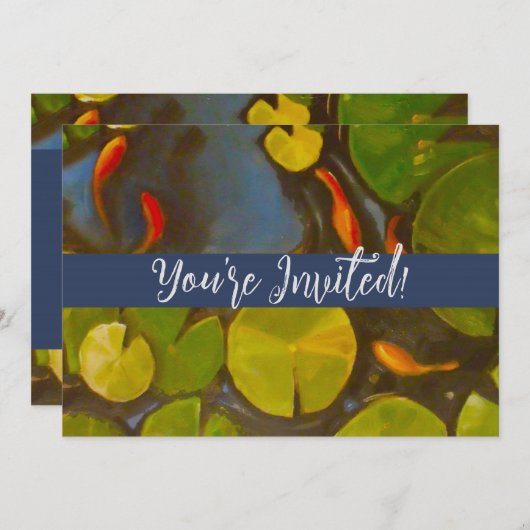 Goldfish Koi Pond Water Lilies Einladung (Vorne/Hinten)