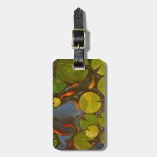 Goldfish Koi Pond Water Lilies Gepäckanhänger (Vorderseite vertikal)