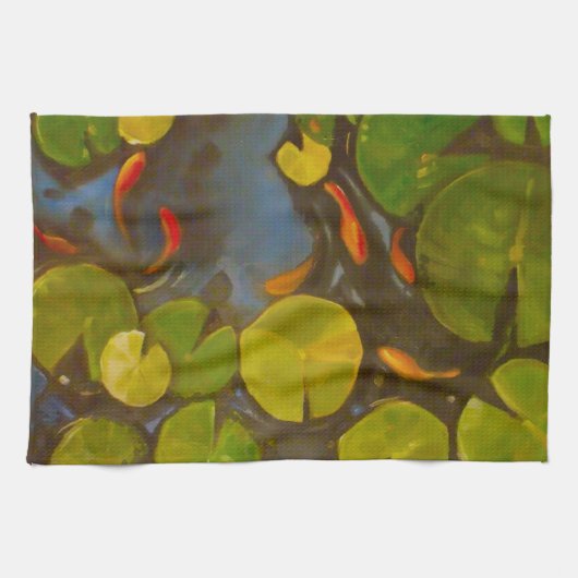 Goldfish Koi Pond Water Lilies Geschirrtuch (Horizontal)
