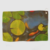 Goldfish Koi Pond Water Lilies Golfhandtuch (Horizontal)
