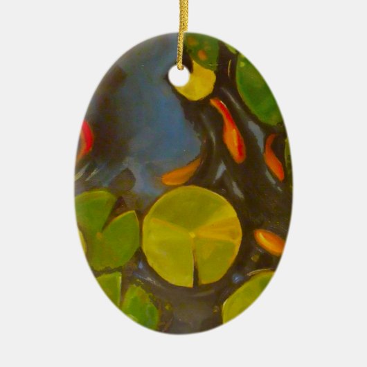 Goldfish Koi Pond Water Lilies Keramikornament (Vorne)