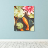 Goldfish Koi Pond Water Lilies Leinwanddruck (Insitu (Holzboden))