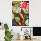Goldfish Koi Pond Water Lilies Poster (Heimbüro)