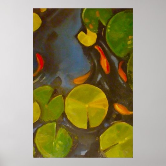 Goldfish Koi Pond Water Lilies Poster (Vorne)