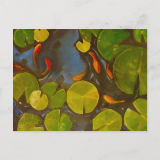 Goldfish Koi Pond Water Lilies Postkarte (Vorderseite)