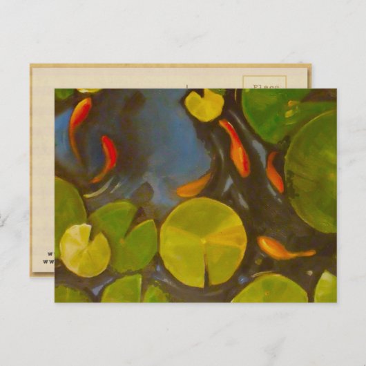 Goldfish Koi Pond Water Lilies Postkarte (Vorne/Hinten)