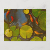 Goldfish Koi Pond Water Lilies Postkarte (Vorderseite)