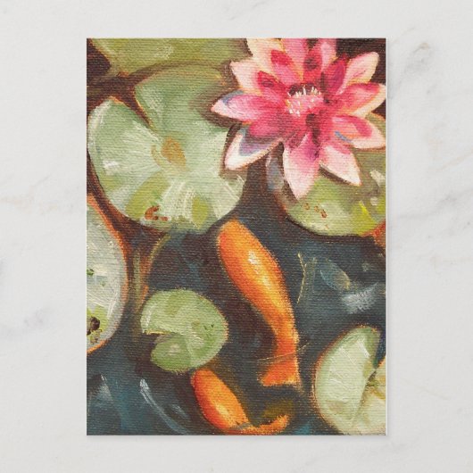 Goldfish Koi Pond Water Lilies Postkarte (Vorderseite)