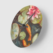Goldfish Koi Pond Water Lilies Runde Wanduhr (Winkel)