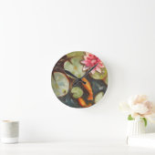 Goldfish Koi Pond Water Lilies Runde Wanduhr (Zuhause)