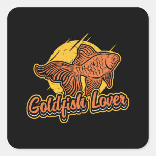 Goldfish Lover Aquarium Vintag Retro Animal Fish Quadratischer Aufkleber