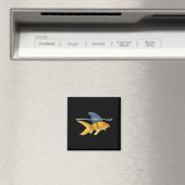 Goldfish mit Fin Shark Funny Funny Fi Shirt Magnet (In Situ (Geschirrspüler))