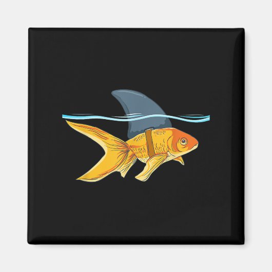Goldfish mit Fin Shark Funny Funny Fi Shirt Magnet (Vorne)