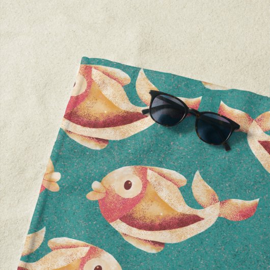 Goldfish-Muster an der Retro-Küste Strandtuch (Beispiel)