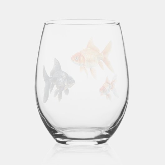 Goldfish Niedlich Funny Weinglas Ohne Stiel (Rückseite)