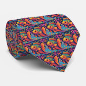 Goldfish Orange und Blue Neck Tie Krawatte (Gerollt)