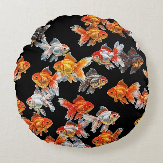 Goldfish Parade Rundes Kissen (Vorderseite)