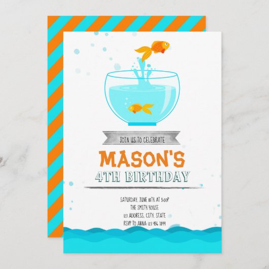 Goldfish Party Geburtstagseinladung Einladung (Vorne/Hinten)