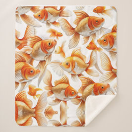 Goldfish Pattern Kissen und Fleece Blanket Sherpadecke