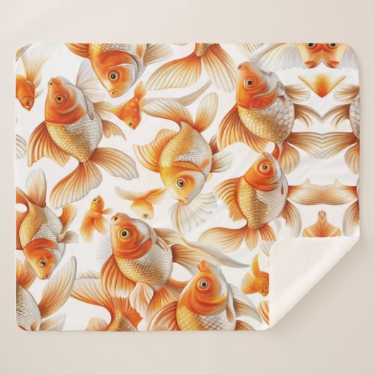 Goldfish Pattern Kissen und Fleece Blanket Sherpadecke (Vorderseite (Horizontal))