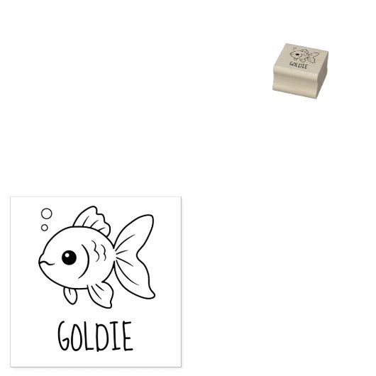 Goldfish Pet Custom Name 1x1 Gummistempel (Stempel)