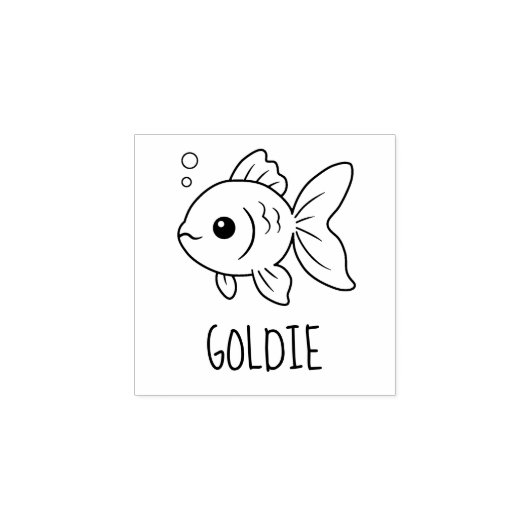 Goldfish Pet Custom Name 1x1 Gummistempel (Prägung)