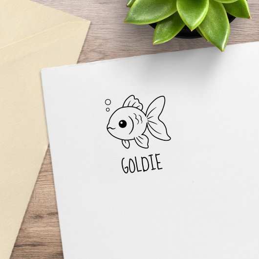 Goldfish Pet Custom Name 1x1 Gummistempel