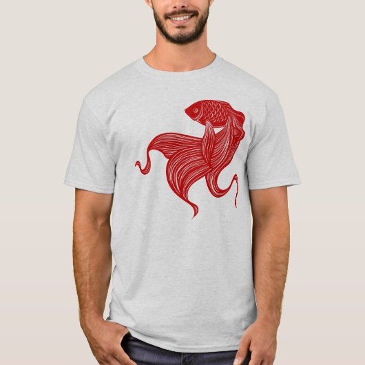 Goldfish-Raute-T - Shirt mit Scheren (Vorderseite)