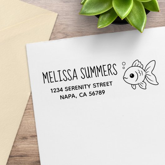 Goldfish Return Address Gummistempel