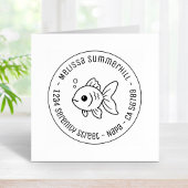 Goldfish Round Address Gummistempel