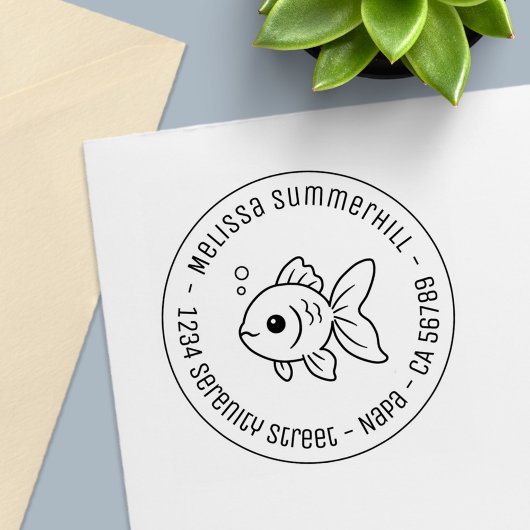 Goldfish Round Address Permastempel