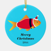 Goldfish Santa Fish Animal Christmas Keramik Ornament (Vorne)