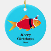 Goldfish Santa Fish Animal Christmas Keramik Ornament (Hinten)