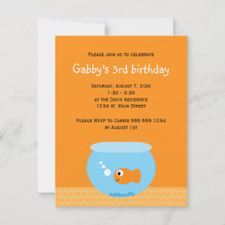 Goldfish Theme Orange Blue Kindergeburtstag Einladung