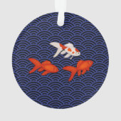 Goldfish über Seigaiha Wave Pattern Japanisches Gl Ornament (Rückseite)