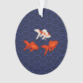Goldfish über Seigaiha Wave Pattern Japanisches Gl Ornament (Vorderseite)