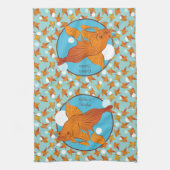Goldfish und Blasen Grafikmuster Personalisiert Küchentuch (Vertikal)
