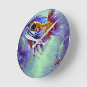 Goldfish unter Wasser Runde Wanduhr (Winkel)