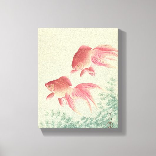 Goldfish Vintag Japanischer Holzblock Leinwanddruck (Vorderseite)
