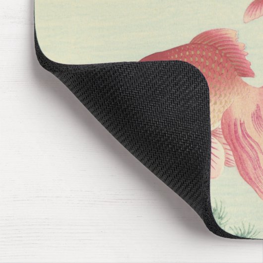 Goldfish Vintag Japanischer Holzblock Mousepad (Ecke)