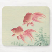 Goldfish Vintag Japanischer Holzblock Mousepad (Vorne)
