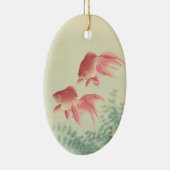 Goldfish Vintager Japanischer Holzblock Keramik Ornament (Rechts)