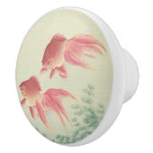 Goldfish Vintager Japanischer Holzblock Keramikknauf (Rechts)