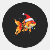 Goldfish Weihnachtsmannmütze Lights Weihnachten Ni Runder Aufkleber (Vorderseite)